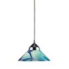 Elk Lighting Refraction 1-Lght Mini Pendant in Polished Chrome with Caribbean Glass 1477/1CAR